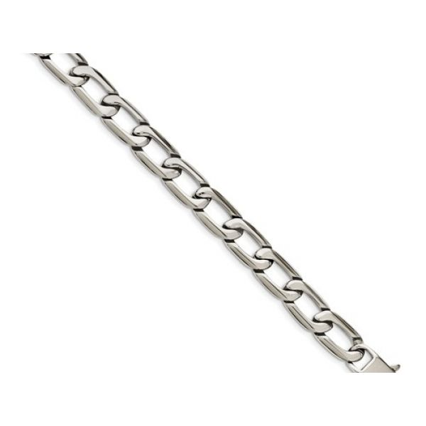 Stainless steel Bracelet, w/ Polished  Links,  11mm  x Length 8.5