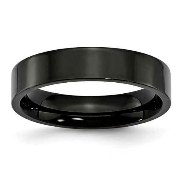 Stainless Steel 5mm Black IP-Plated Flat Band Size 7 Barnes Jewelers Goldsboro, NC