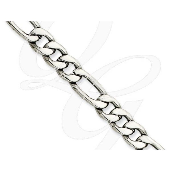 CHISEL Stainless steel 6.75mm Figaro chain Necklace, Length  20