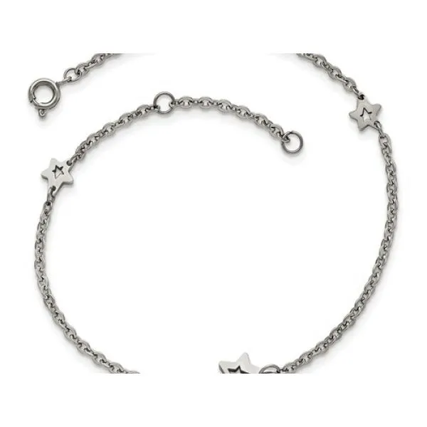 Stainless Anklet with stars. length 9