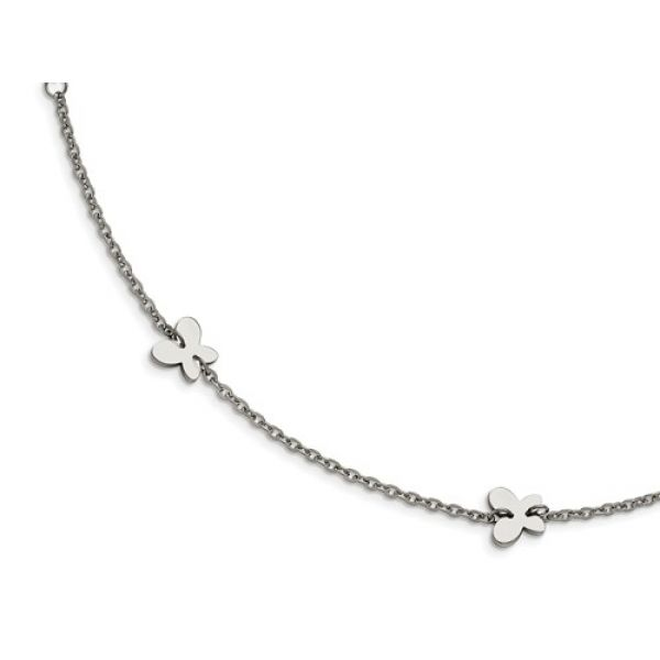 Stainless Steel Anklet w/Butterflies Length 9