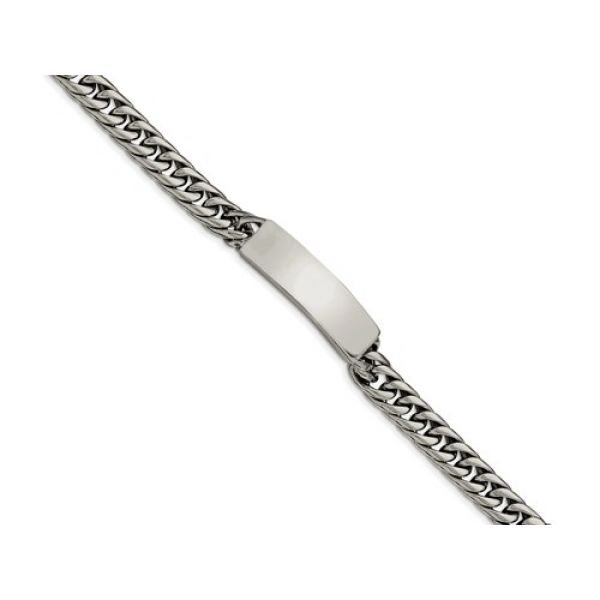Stainless Steel ID Curb Bracelet Length 8.5
