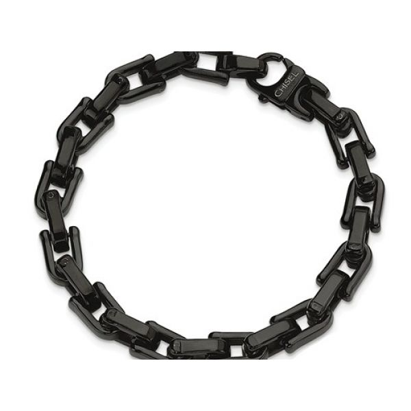 Stainless Steel Black IP Bracelet Length 8.5
