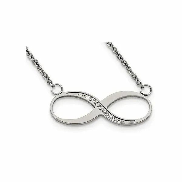 Stainless Steel Polished  Infinity Pendant with CZs Length  20