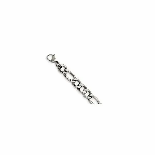 Stainless Steel Polished 8.4mm Figaro Link Bracelet. Lobster clasp.  Length 9