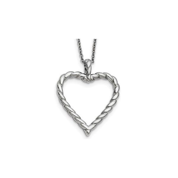 Stainless Steel Twisted Heart (32mm) Pendant Necklace Length 18