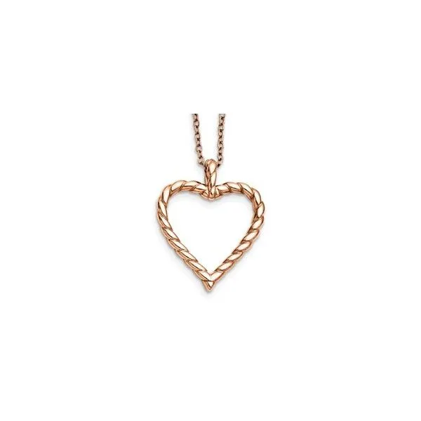 Stainless Steel Polished Pink IP-plated Twisted Heart (32mm) Necklace Length 18