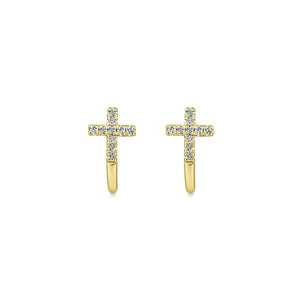 14K Yellow Gold 0.10TW Diamond Cross Earrings Barthau Jewellers Stouffville, ON