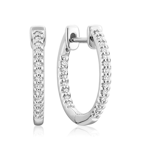 10K White Gold Inside Out Diamond Huggie Earrings Barthau Jewellers Stouffville, ON