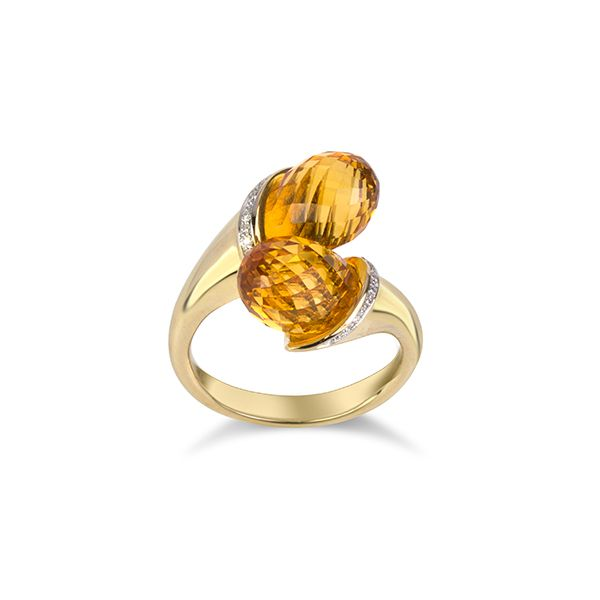 14K Yellow Gold Citrine & Diamond Ring Barthau Jewellers Stouffville, ON