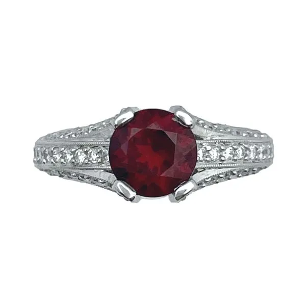 14K White Gold Garnet & Diamond Ring Barthau Jewellers Stouffville, ON