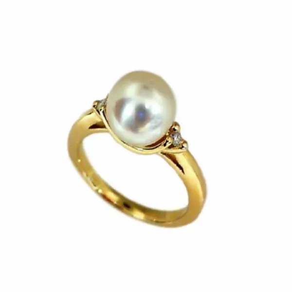 14K Yellow Gold Freshwater Pearl & Diamond Ring Barthau Jewellers Stouffville, ON