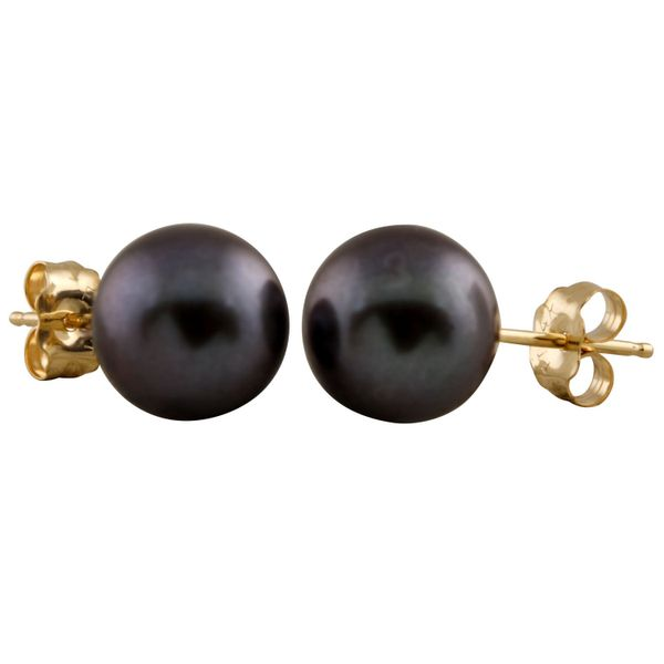 14K Yellow Gold Freshwater Black Pearl Earrings Barthau Jewellers Stouffville, ON
