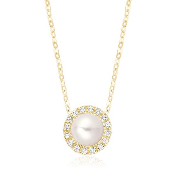 10KY Cultured Pearl And Diamond Halo Necklace Barthau Jewellers Stouffville, ON