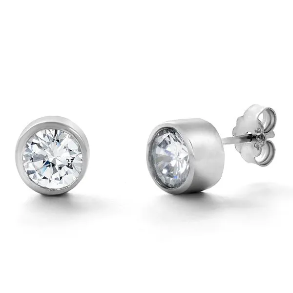 10K White Gold 6mm CZ Earrings Barthau Jewellers Stouffville, ON