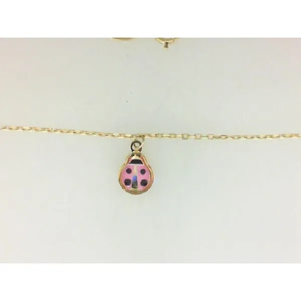 10K Yellow Gold Pink Ladybug Necklace Child Barthau Jewellers Stouffville, ON