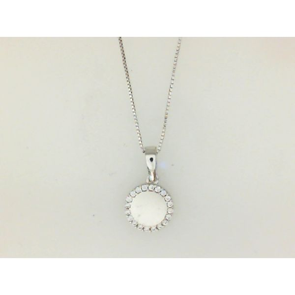 10K White Gold CZ Disc Necklace Barthau Jewellers Stouffville, ON