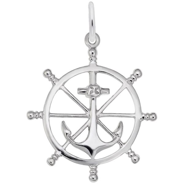 Sterling Silver Ship Wheel & Anchor Charm Barthau Jewellers Stouffville, ON