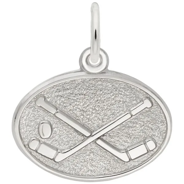 Sterling Silver Crossed Hockey Sticks Disc Charm Barthau Jewellers Stouffville, ON