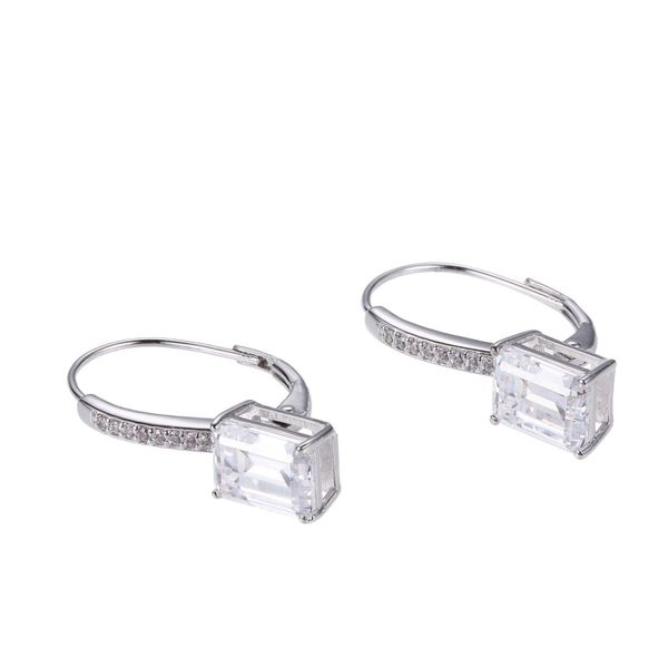 925 Reign CZ 8x6mm Emerald Cut Lever Back Earrings Barthau Jewellers Stouffville, ON