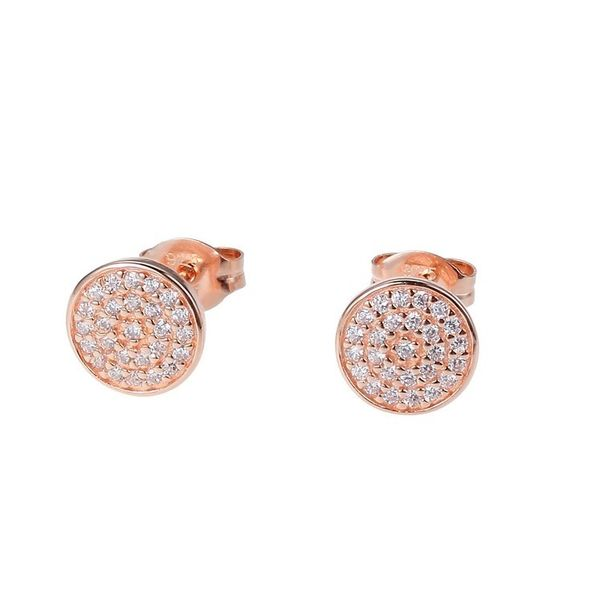 925 Reign CZ Micro Pave Dot Earrings Rose Gold Plated Barthau Jewellers Stouffville, ON