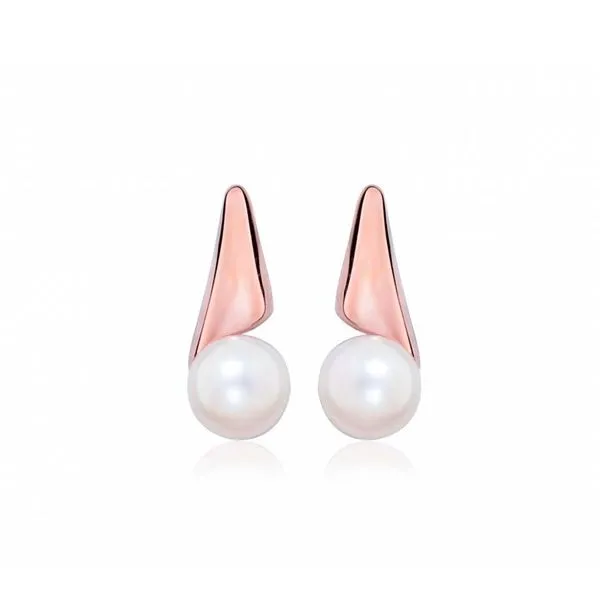 Sterling Silver/Rose Gold Plated Freshwater Pearl Stud Earrings Barthau Jewellers Stouffville, ON