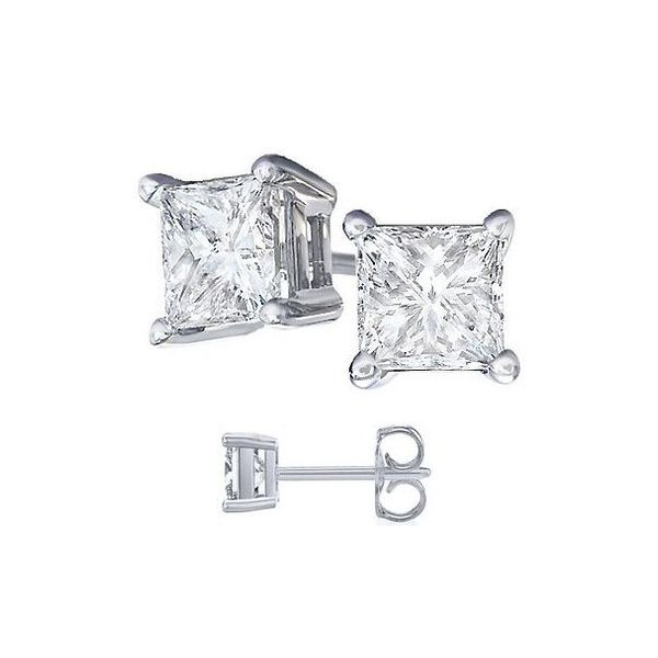 925 7MM CZ Princess Earrings Barthau Jewellers Stouffville, ON