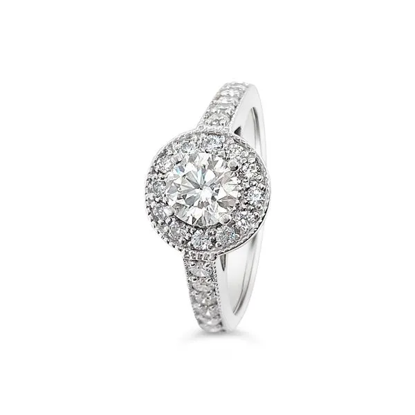 White Gold Round Halo Engagement Ring Image 3 Baxter's Fine Jewelry Warwick, RI