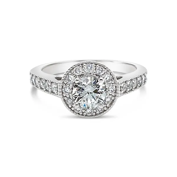 White Gold Round Halo Engagement Ring Baxter's Fine Jewelry Warwick, RI