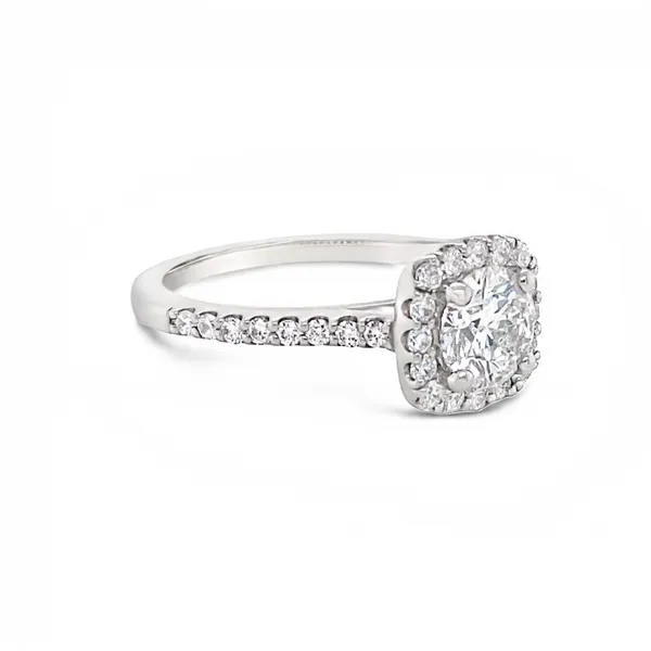 Diamond Square Halo Engagement Ring Image 2 Baxter's Fine Jewelry Warwick, RI