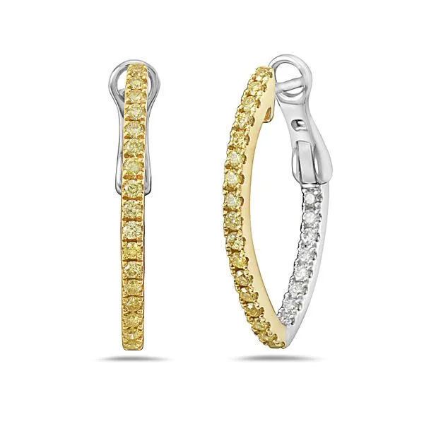 18k Two Tone 'V' Hoop Diamond Earrings Baxter's Fine Jewelry Warwick, RI