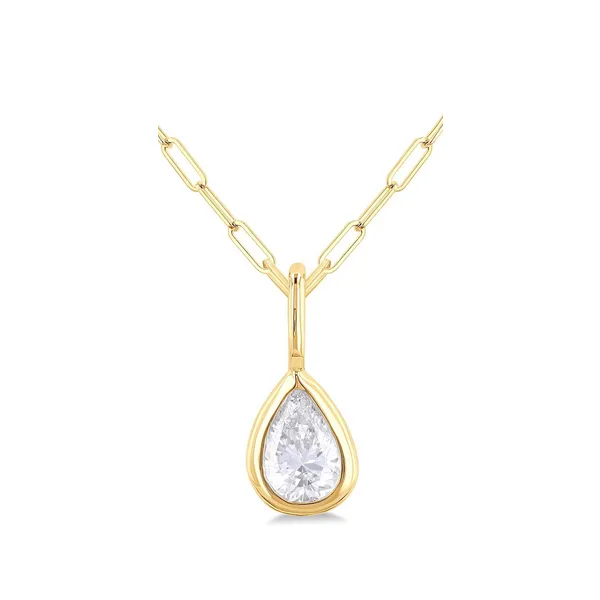 Pear Shape Bezel Set Paperclip Diamond Fashion Pendant Baxter's Fine Jewelry Warwick, RI