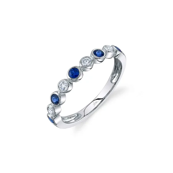 Blue Sapphire and Diamond Bezel Band Baxter's Fine Jewelry Warwick, RI