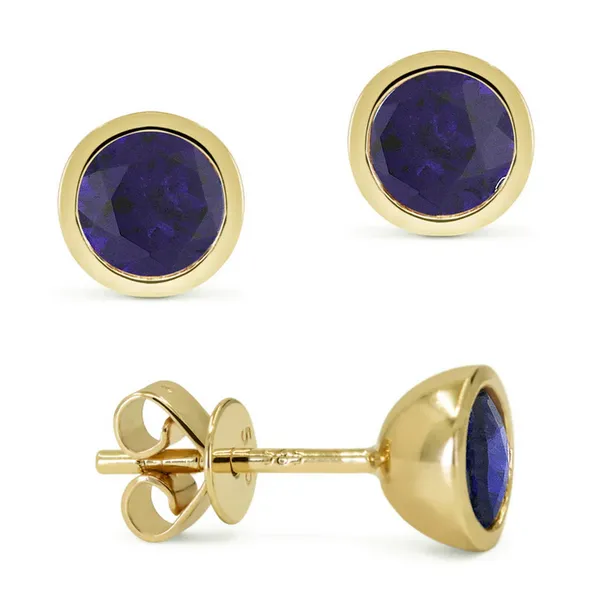 Created Blue Sapphire Bezel Stud Earrings Baxter's Fine Jewelry Warwick, RI