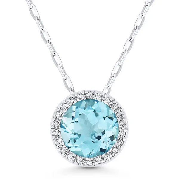 Blue Topaz Halo Pendant Baxter's Fine Jewelry Warwick, RI