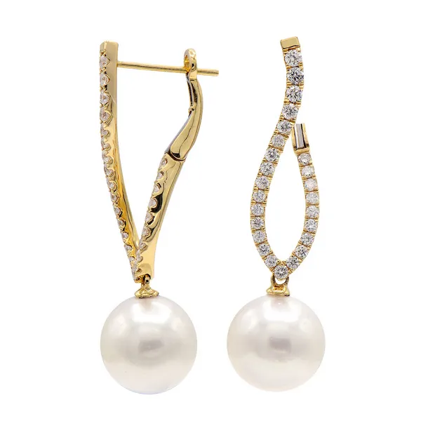 Diamond and Pearl Drop Earrings Baxter's Fine Jewelry Warwick, RI