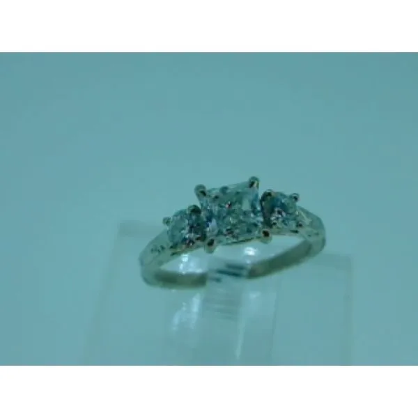 18K White Gold Three-Stone Princess Cut Engagement Ring – 1.02CT Center Biondi Diamond Jewelers Aurora, CO