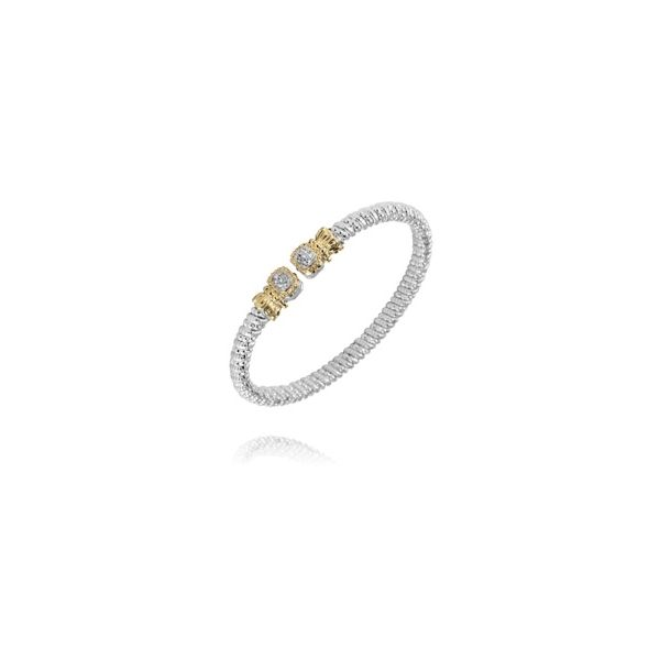 Two-Tone Sterling and 14K Yellow Gold Bracelet with Round Diamonds Blocher Jewelers Ellwood City, PA