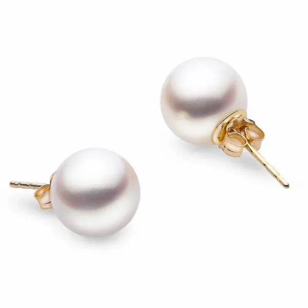 14K Yellow Gold Akoya Pearl Stud Earrings Blocher Jewelers Ellwood City, PA