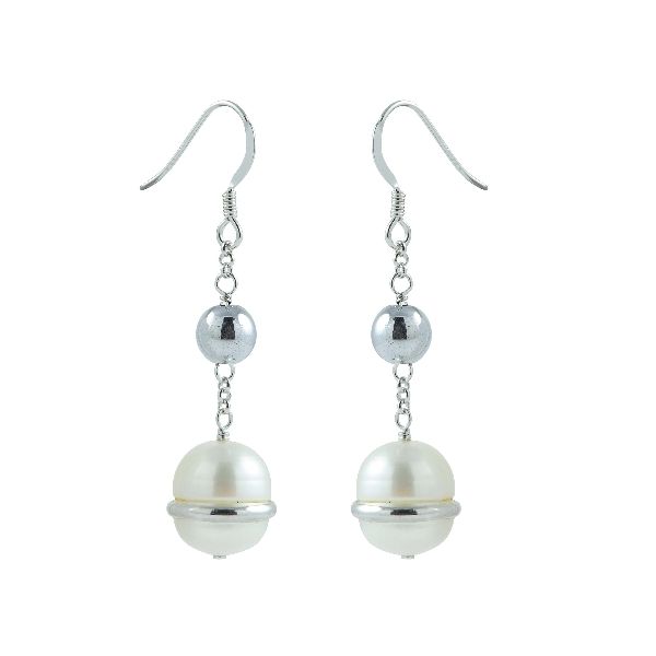 Sterling Silver Pearl and Hematite Earrings Blocher Jewelers Ellwood City, PA