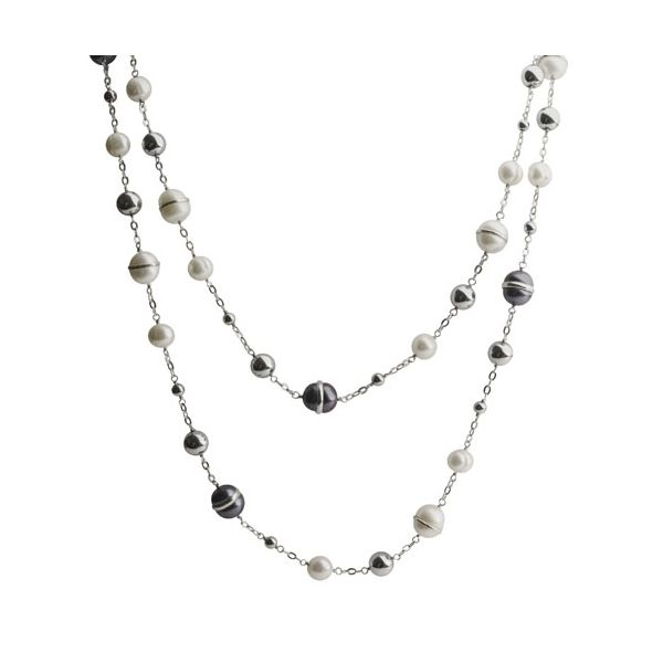 Sterling Silver Necklace with Freshwater Pearls and Hematite Blocher Jewelers Ellwood City, PA
