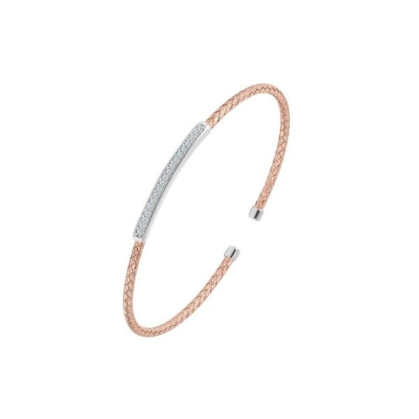 SS 2mm Mesh Cuff, Kate With CZ And 18K Rose Gold Finish Blocher Jewelers Ellwood City, PA