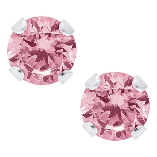 Children's Sterling Silver Pink CZ Stud Earrings Blocher Jewelers Ellwood City, PA