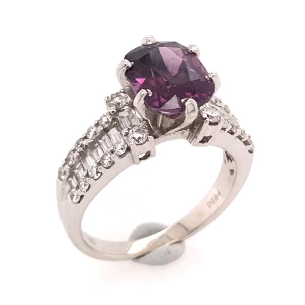 18 Karat White Gold Purple Spinel and Diamond Ring Bluestone Jewelry Tahoe City, CA