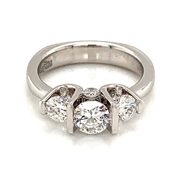 18K White Gold 3 Stone Engagement Ring Bluestone Jewelry Tahoe City, CA