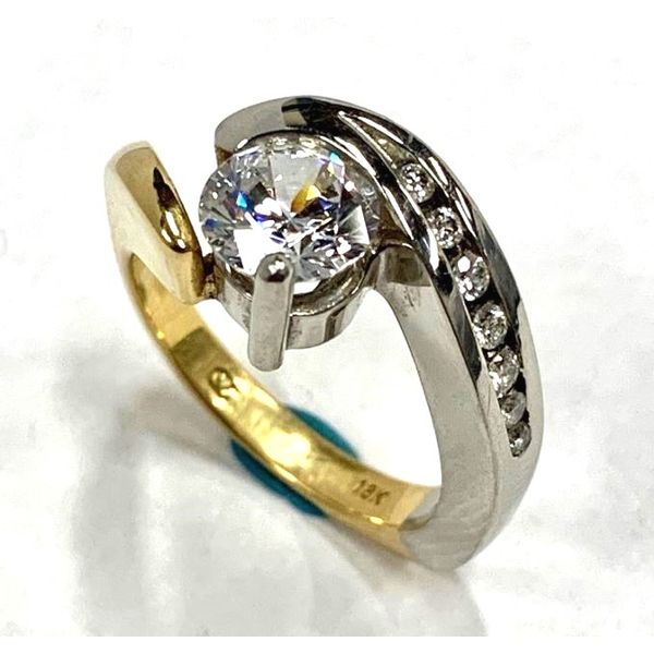 18K Yellow Gold & Platinum Modern Engagement Ring Image 2 Bluestone Jewelry Tahoe City, CA