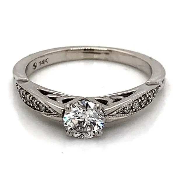 14K White Gold Engagement Ring w/ a 0.46 Carat Round Diamond Image 2 Bluestone Jewelry Tahoe City, CA