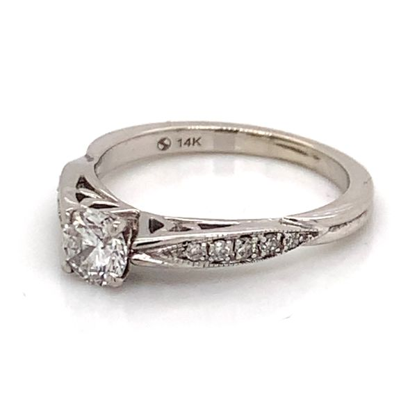 14K White Gold Engagement Ring w/ a 0.46 Carat Round Diamond Image 3 Bluestone Jewelry Tahoe City, CA