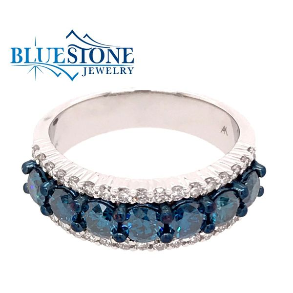 14 Karat White Gold Ring with Blue and White Diamonds(size 8) Image 3 Bluestone Jewelry Tahoe City, CA