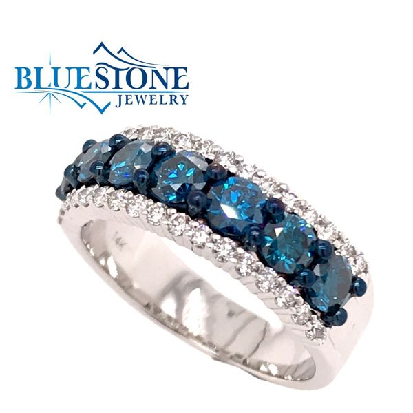 14 Karat White Gold Ring with Blue and White Diamonds(size 8) Bluestone Jewelry Tahoe City, CA